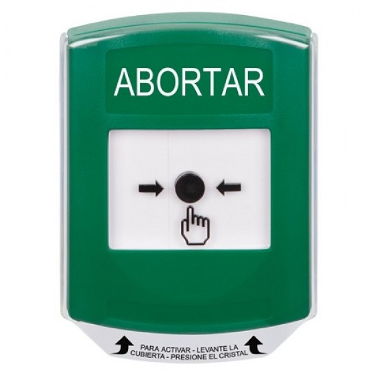 GLR1A1AB-ES STI Green Indoor Only Shield w/ Sound Key-to-Reset Push Button with ABORT Label Spanish