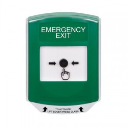GLR1A1EX-EN STI Green Indoor Only Shield w/ Sound Key-to-Reset Push Button with EMERGENCY EXIT Label English