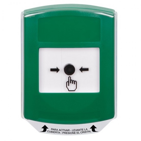 GLR1A1NT-ES STI Green Indoor Only Shield w/ Sound Key-to-Reset Push Button with No Text Label Spanish
