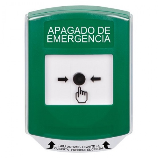 GLR1A1PO-ES STI Green Indoor Only Shield w/ Sound Key-to-Reset Push Button with EMERGENCY POWER OFF Label Spanish