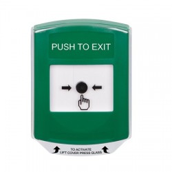 GLR1A1PX-EN STI Green Indoor Only Shield w/ Sound  Key-to-Reset Push Button with PUSH TO EXIT Label English