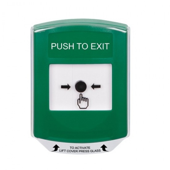 GLR1A1PX-EN STI Green Indoor Only Shield w/ Sound  Key-to-Reset Push Button with PUSH TO EXIT Label English