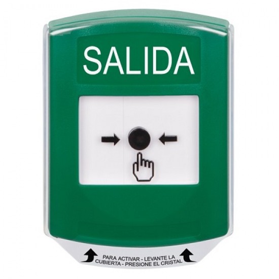 GLR1A1XT-ES STI Green Indoor Only Shield w/ Sound Key-to-Reset Push Button with EXIT Label Spanish