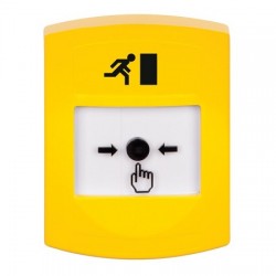 GLR201RM-ES STI Yellow Indoor Only No Cover Key-to-Reset Push Button with Running Man Icon Spanish