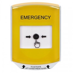 GLR221EM-EN STI Yellow Indoor Only Shield Key-to-Reset Push Button with EMERGENCY Label English