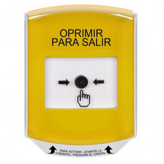 GLR221PX-ES STI Yellow Indoor Only Shield Key-to-Reset Push Button with PUSH TO EXIT Label Spanish