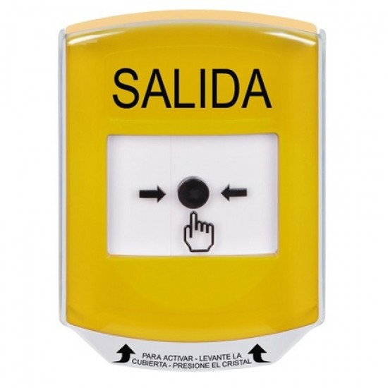 GLR221XT-ES STI Yellow Indoor Only Shield Key-to-Reset Push Button with EXIT Label Spanish