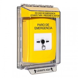 GLR241ES-ES STI Yellow Indoor/Outdoor Low Profile Flush Mount w/ Sound Key-to-Reset Push Button w/ EMERGENCY STOP Spanish