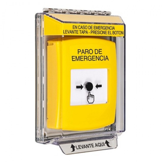 GLR241ES-ES STI Yellow Indoor/Outdoor Low Profile Flush Mount w/ Sound Key-to-Reset Push Button w/ EMERGENCY STOP Spanish