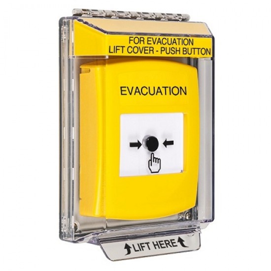 GLR241EV-EN STI Yellow Indoor/Outdoor Low Profile Flush Mount w/ Sound Key-to-Reset Push Button with EVACUATION Label English