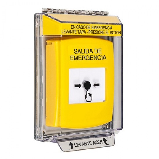 GLR241EX-ES STI Yellow Indoor/Outdoor Low Profile Flush Mount w/ Sound Key-to-Reset Push Button w/ EMERGENCY EXIT Spanish
