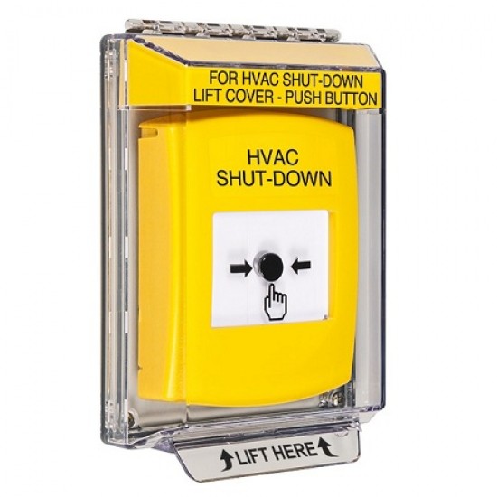 GLR241HV-EN STI Yellow Indoor/Outdoor Low Profile Flush Mount w/ Sound Key-to-Reset Push Button w/ HVAC SHUT-DOWN Label
