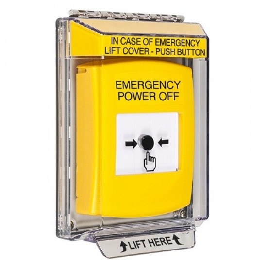 GLR241PO-EN STI Yellow Indoor/Outdoor Low Profile Flush Mount w/ Sound Key-to-Reset Push Button w/ EMERGENCY POWER OFF Label