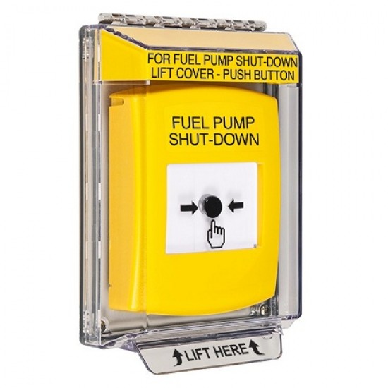 GLR241PS-EN STI Yellow Indoor/Outdoor Low Profile Flush Mount w/ Sound Key-to-Reset Push Button w/ FUEL PUMP SHUT-DOWN Label