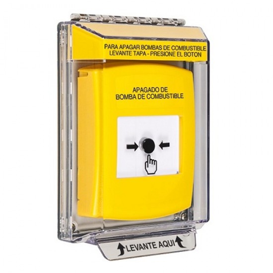 GLR241PS-ES STI Yellow Indoor/Outdoor Low Profile Flush Mount w/ Sound Key-to-Reset Push Button w/ FUEL PUMP SHUT-DOWN Spanish