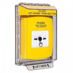 GLR241PX-EN STI Yellow Indoor/Outdoor Low Profile Flush Mount w/ Sound Key-to-Reset Push Button with PUSH TO EXIT Label English