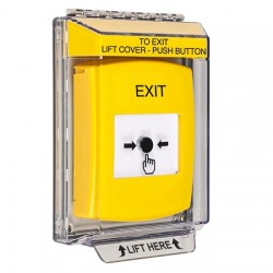 GLR241XT-EN STI Yellow Indoor/Outdoor Low Profile Flush Mount w/ Sound Key-to-Reset Push Button with EXIT Label English