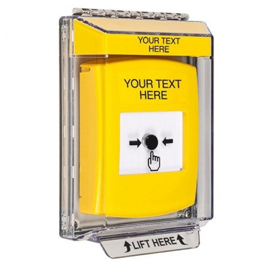 GLR241ZA-EN STI Yellow Indoor/Outdoor Low Profile Flush Mount w/ Sound Key-to-Reset Push Button w/ Custom Text Label