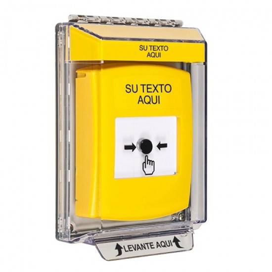 GLR241ZA-ES STI Yellow Indoor/Outdoor Low Profile Flush Mount w/ Sound Key-to-Reset Push Button w/ Custom Text Spanish