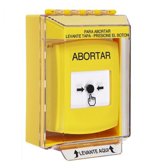 GLR271AB-ES STI Yellow Indoor/Outdoor Low Profile Surface Mount Key-to-Reset Push Button with ABORT Label Spanish