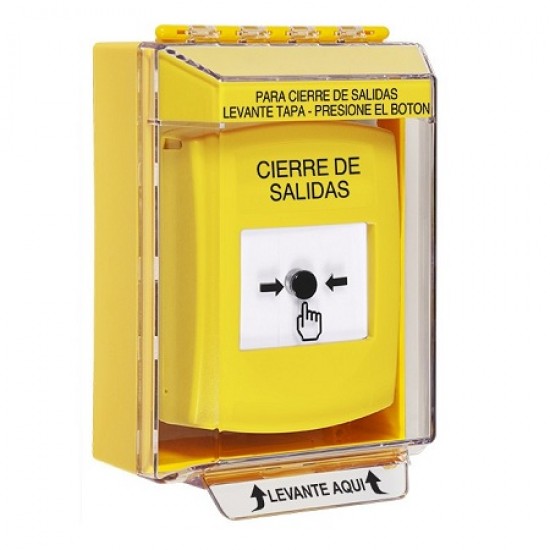 GLR271LD-ES STI Yellow Indoor/Outdoor Low Profile Surface Mount Key-to-Reset Push Button with LOCKDOWN Label Spanish