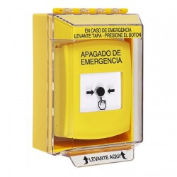 GLR271PO-ES STI Yellow Indoor/Outdoor Low Profile Surface Mount Key-to-Reset Push Button with EMERGENCY POWER OFF Label Spanish
