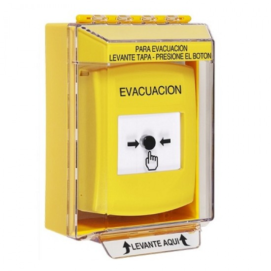 GLR281EV-ES STI Yellow Indoor/Outdoor Low Profile Surface Mount w/ Sound Key-to-Reset Push Button with EVACUATION Label Spanish