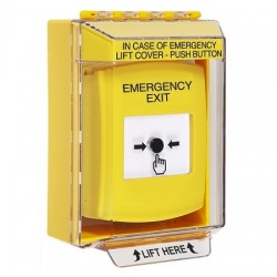 GLR281EX-EN STI Yellow Indoor/Outdoor Low Profile Surface Mount w/ Sound Key-to-Reset Push Button w/ EMERGENCY EXIT Label