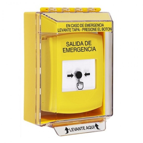 GLR281EX-ES STI Yellow Indoor/Outdoor Low Profile Surface Mount w/ Sound Key-to-Reset Push Button w/ EMERGENCY EXIT Spanish