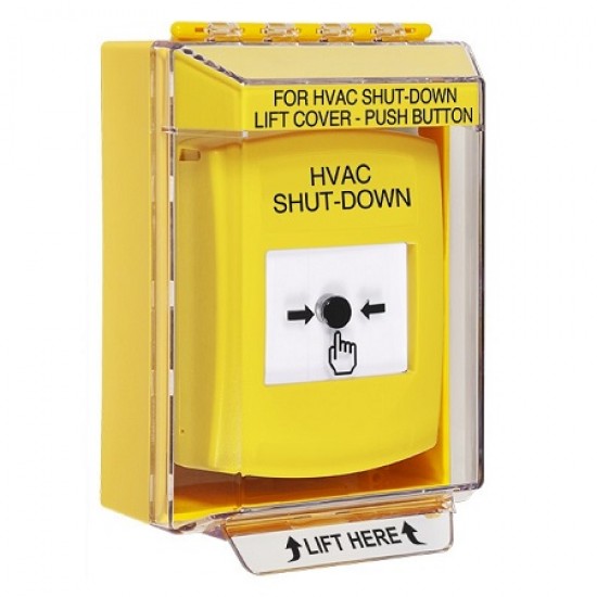 GLR281HV-EN STI Yellow Indoor/Outdoor Low Profile Surface Mount w/ Sound Key-to-Reset Push Button w/ HVAC SHUT-DOWN Label