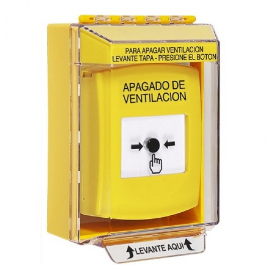 GLR281HV-ES STI Yellow Indoor/Outdoor Low Profile Surface Mount w/ Sound Key-to-Reset Push Button w/ HVAC SHUT-DOWN Spanish