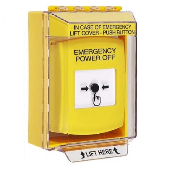 GLR281PO-EN STI Yellow Indoor/Outdoor Low Profile Surface Mount w/ Sound Key-to-Reset Push Button w/ EMERGENCY POWER OFF