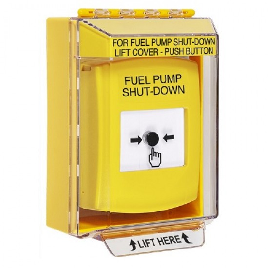 GLR281PS-EN STI Yellow Indoor/Outdoor Low Profile Surface Mount w/ Sound Key-to-Reset Push Button w/ FUEL PUMP SHUT-DOWN