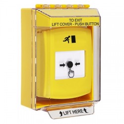 GLR281RM-EN STI Yellow Indoor/Outdoor Low Profile Surface Mount w/ Sound Key-to-Reset Push Button with Running Man Icon English