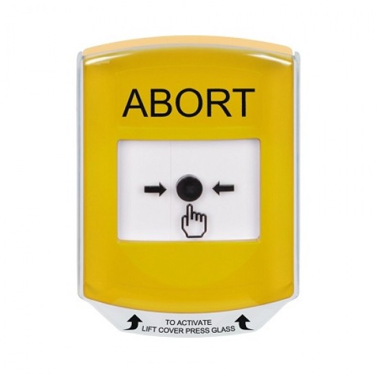GLR2A1AB-EN STI Yellow Indoor Only Shield w/ Sound Key-to-Reset Push Button with ABORT Label English