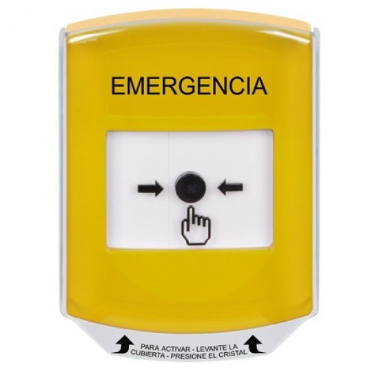 GLR2A1EM-ES STI Yellow Indoor Only Shield w/ Sound Key-to-Reset Push Button with EMERGENCY Label Spanish