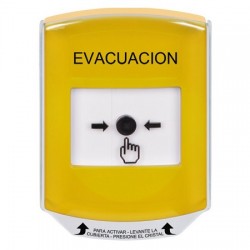 GLR2A1EV-ES STI Yellow Indoor Only Shield w/ Sound Key-to-Reset Push Button with EVACUATION Label Spanish