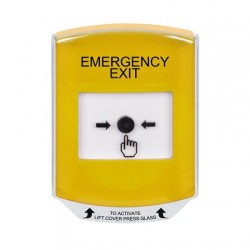 GLR2A1EX-EN STI Yellow Indoor Only Shield w/ Sound Key-to-Reset Push Button with EMERGENCY EXIT Label English