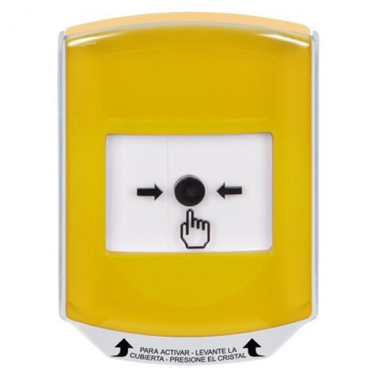 GLR2A1NT-ES STI Yellow Indoor Only Shield w/ Sound Key-to-Reset Push Button with No Text Label Spanish