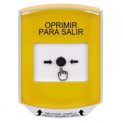 GLR2A1PX-ES STI Yellow Indoor Only Shield w/ Sound Key-to-Reset Push Button with PUSH TO EXIT Label Spanish