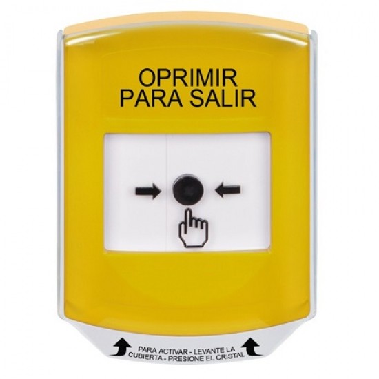 GLR2A1PX-ES STI Yellow Indoor Only Shield w/ Sound Key-to-Reset Push Button with PUSH TO EXIT Label Spanish
