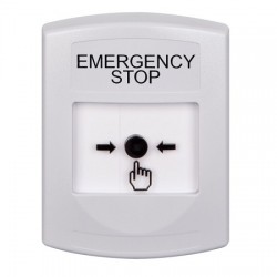 GLR301ES-EN STI White Indoor Only No Cover Key-to-Reset Push Button with EMERGENCY STOP Label English