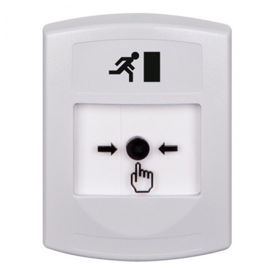 GLR301RM-ES STI White Indoor Only No Cover Key-to-Reset Push Button with Running Man Icon Spanish