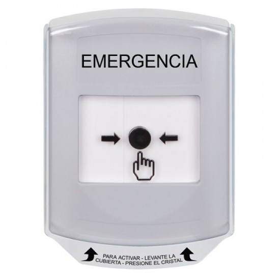 GLR321EM-ES STI White Indoor Only Shield Key-to-Reset Push Button with EMERGENCY Label Spanish