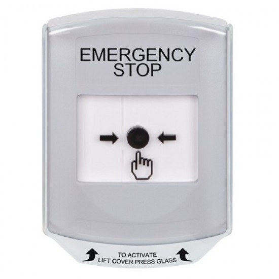GLR321ES-EN STI White Indoor Only Shield Key-to-Reset Push Button with EMERGENCY STOP Label English