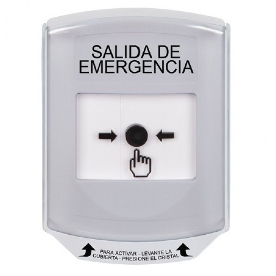 GLR321EX-ES STI White Indoor Only Shield Key-to-Reset Push Button with EMERGENCY EXIT Label Spanish