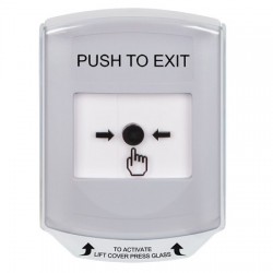GLR321PX-EN STI White Indoor Only Shield Key-to-Reset Push Button with PUSH TO EXIT Label English