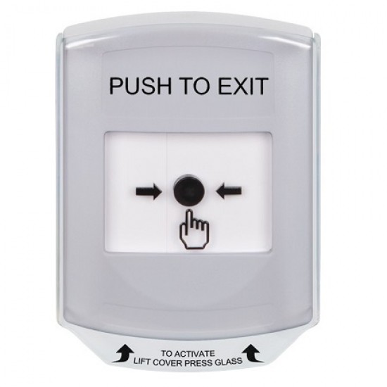 GLR321PX-EN STI White Indoor Only Shield Key-to-Reset Push Button with PUSH TO EXIT Label English