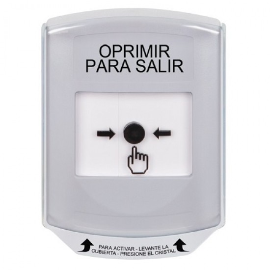 GLR321PX-ES STI White Indoor Only Shield Key-to-Reset Push Button with PUSH TO EXIT Label Spanish