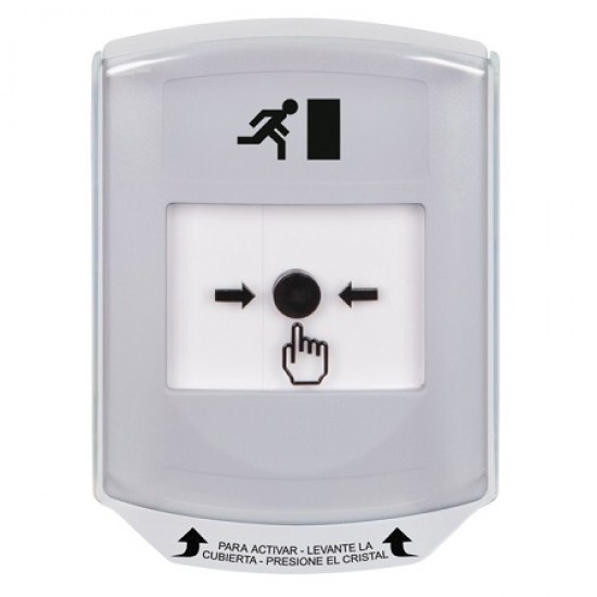 GLR321RM-ES STI White Indoor Only Shield Key-to-Reset Push Button with Running Man Icon Spanish